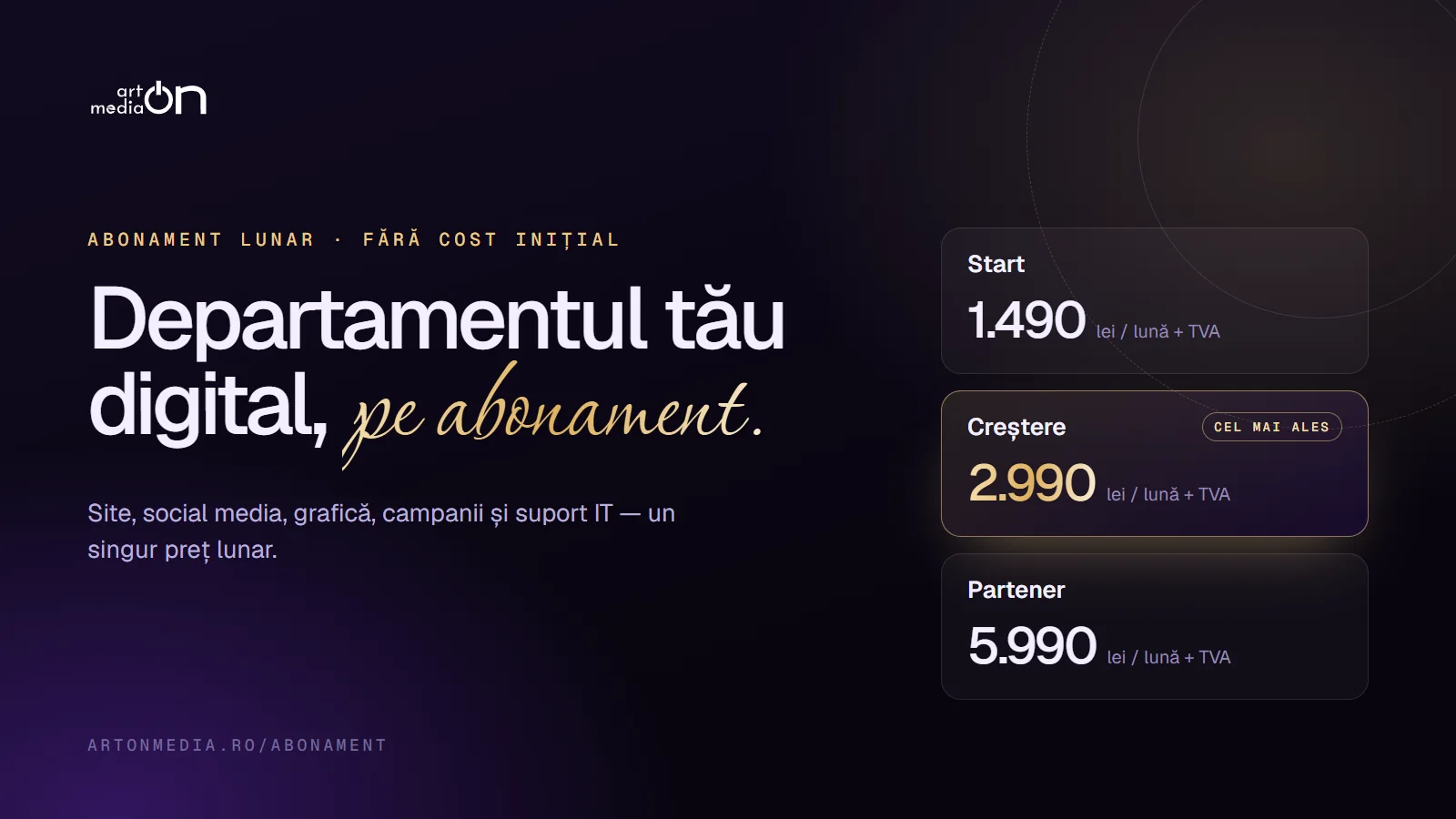 Abonamentul artON: site, social media, grafică și IT, la un singur preț lunar