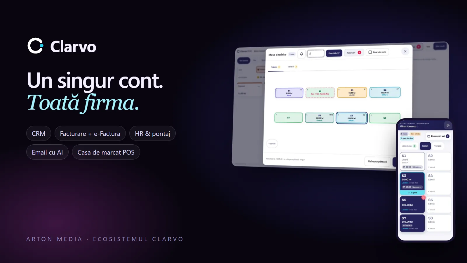 Clarvo: CRM, facturare cu e-Factura și casa de marcat într-un singur ecosistem