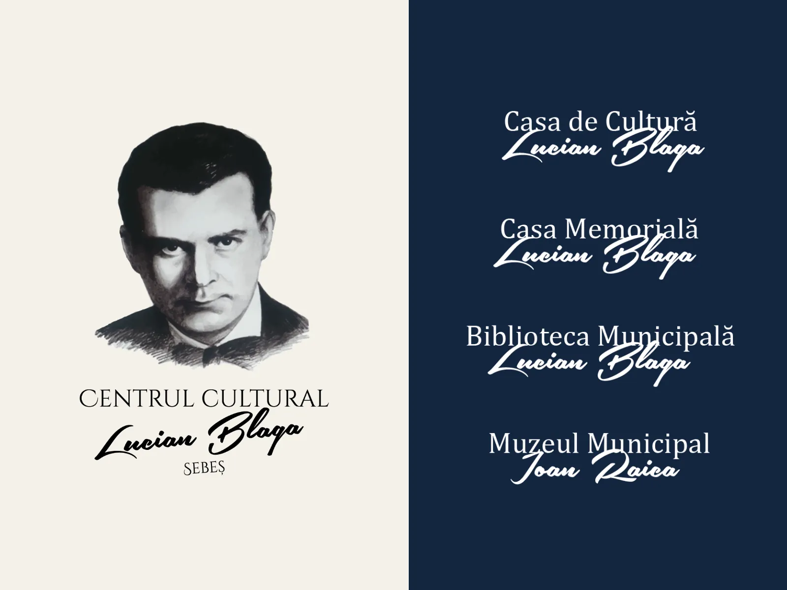 Sigla centrului și a celor patru instituții — Centrul Cultural „Lucian Blaga” Sebeș