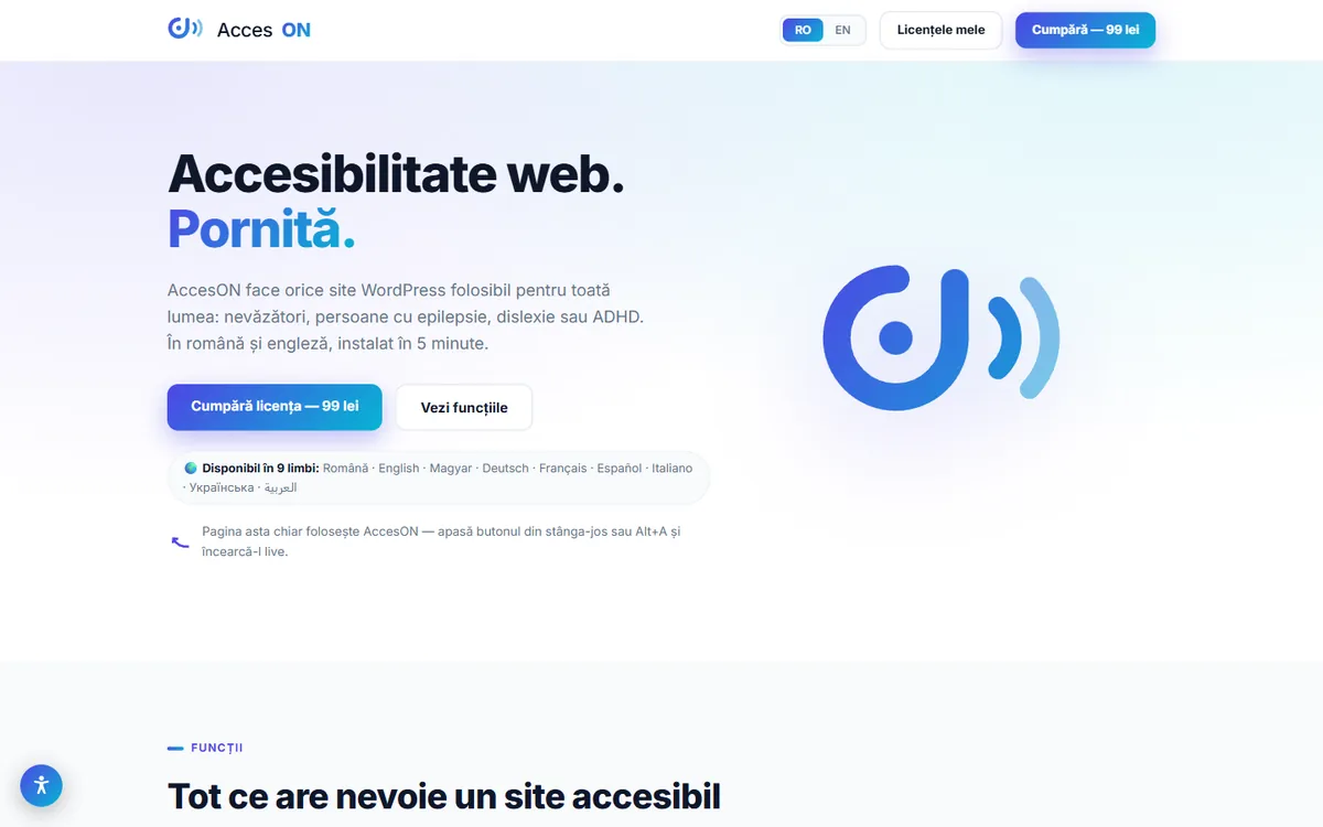 AccesON — captură a site-ului