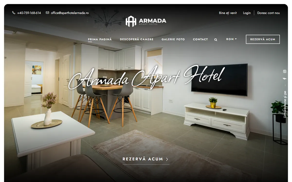 Armada Apart Hotel — captură a site-ului
