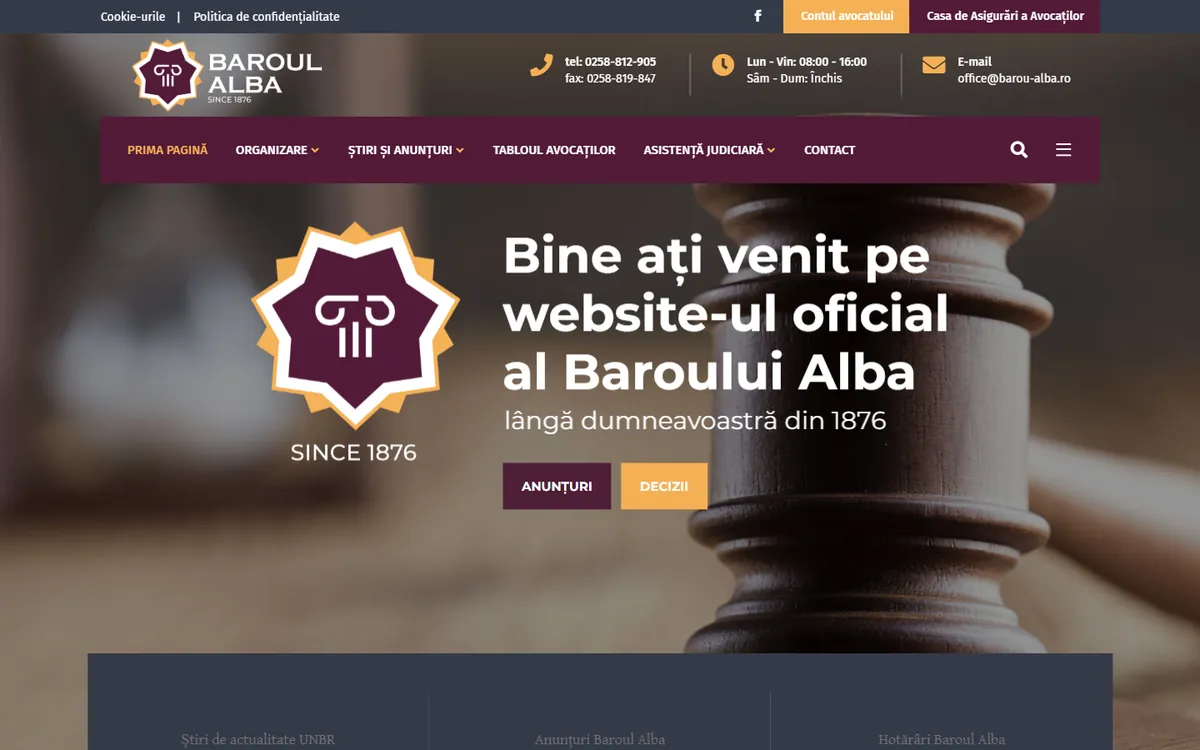 Baroul Alba — captură a site-ului