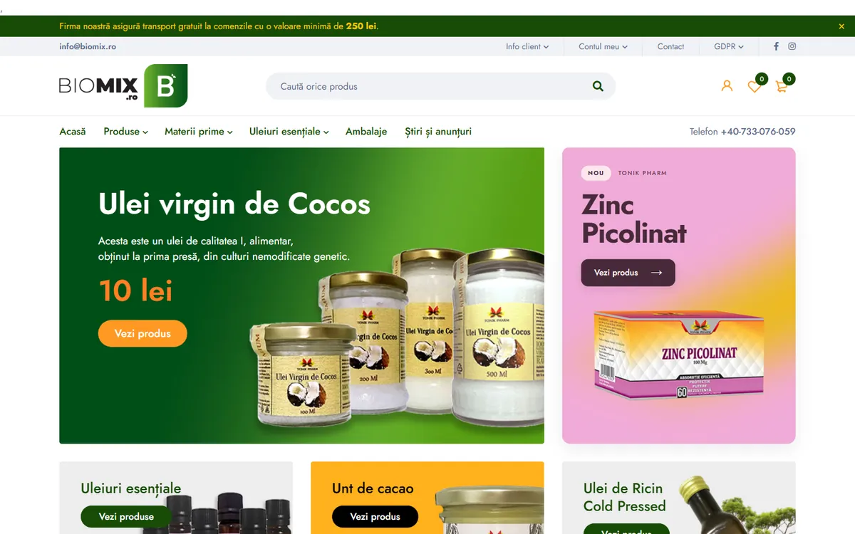 Biomix — captură a site-ului