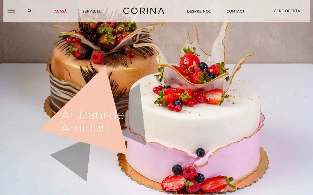 Cofetăria Corina — captură a site-ului