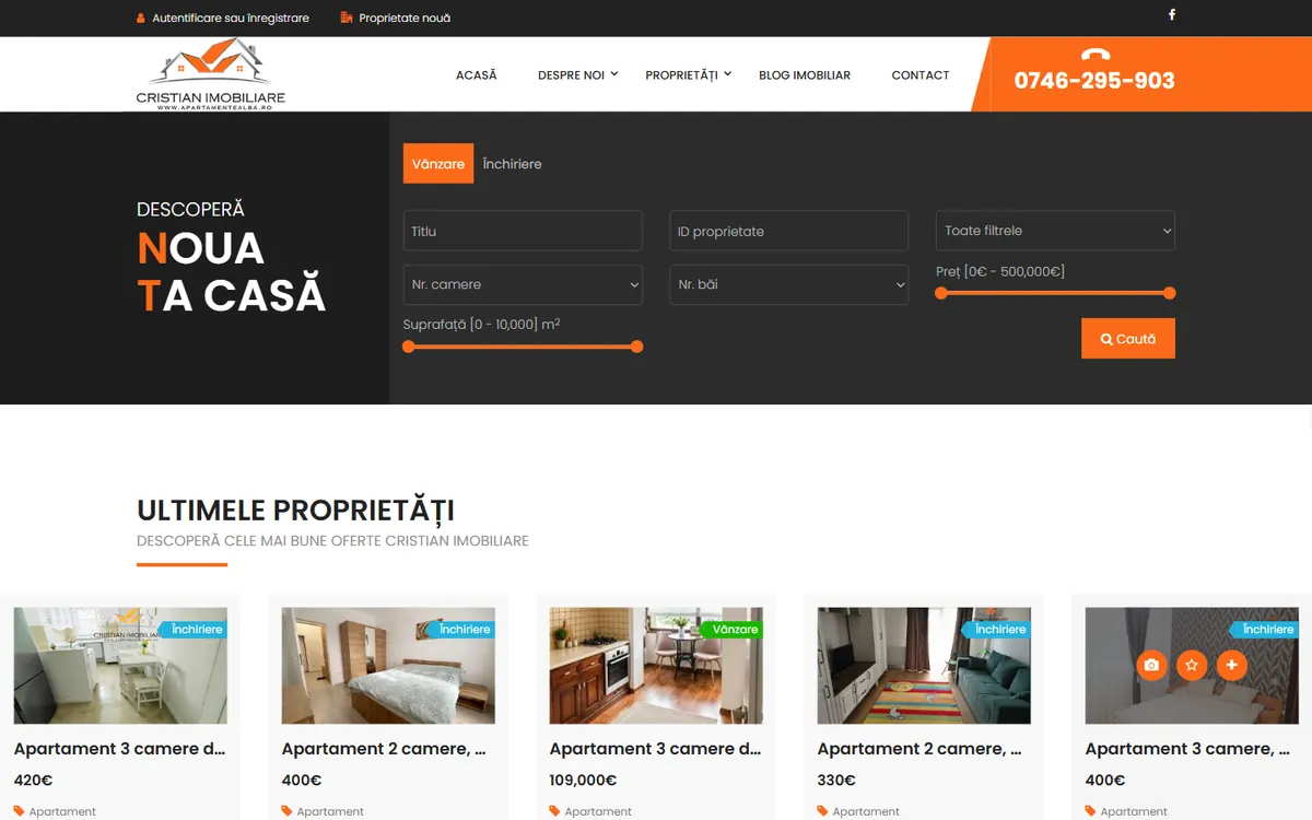 Cristian Imobiliare — captură a site-ului