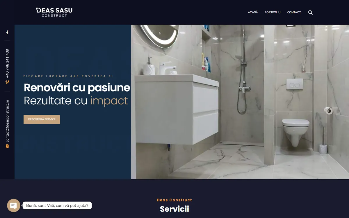 Deas Construct — captură a site-ului