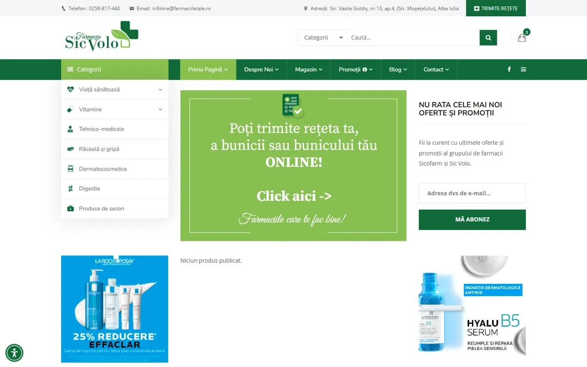 Farmaciile Tale — captură a site-ului